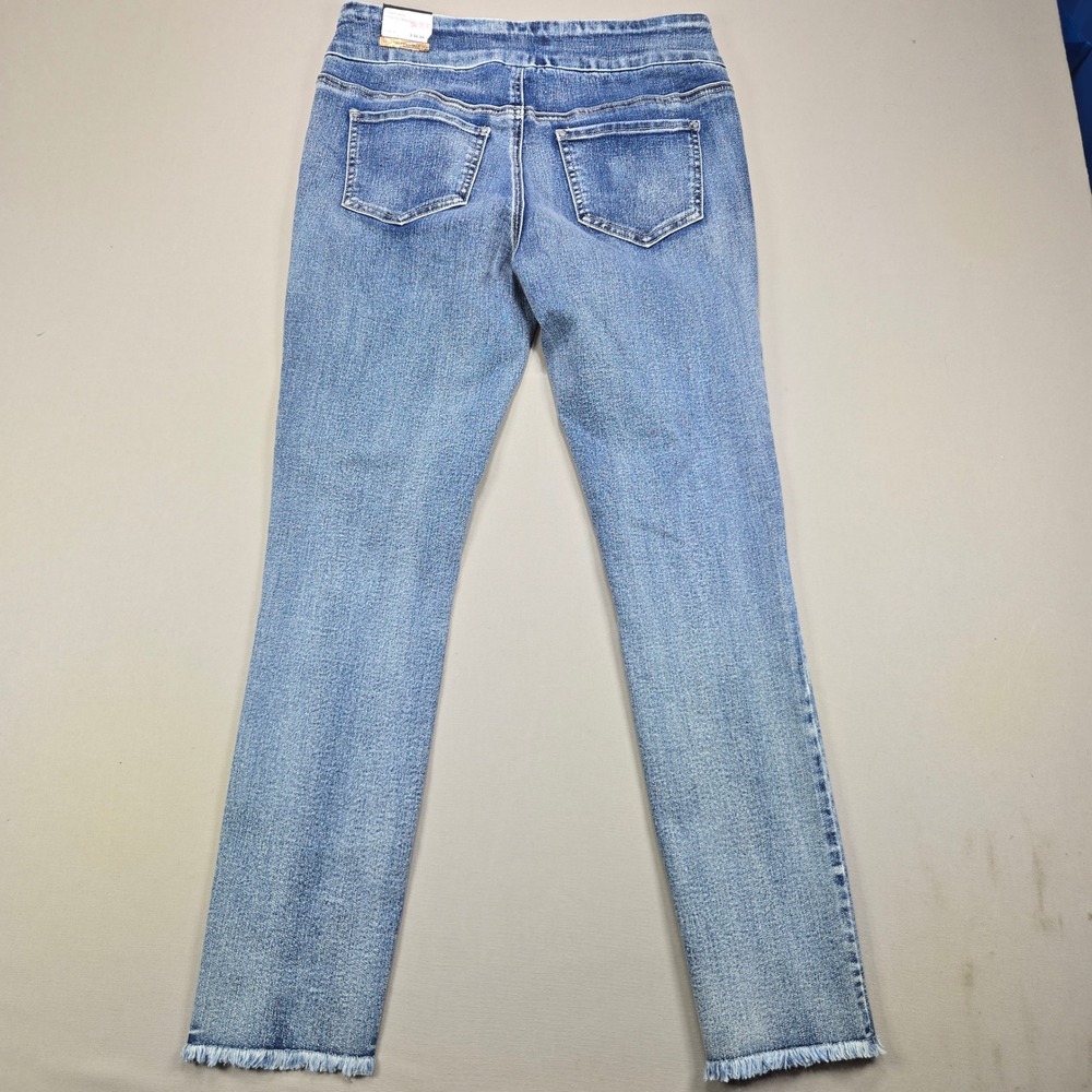 GG Jeans Ankle Pants Floral Embroidered Sequin Light Wash Blue Women Size 8 - Picture 2 of 15